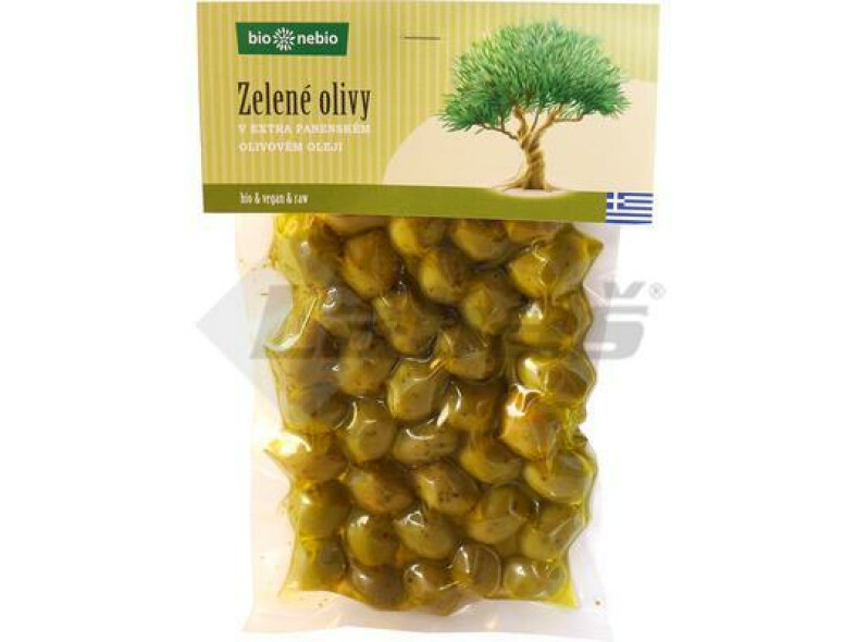OLIVY ZELENÉ BIO V OLIVOVOM OLEJI 250g / PP 220g VEGAN BIO NEBIO