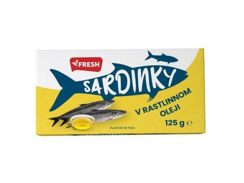 SARDINKY V OLEJI RASTLINNOM 125g / PP 90g FRESH