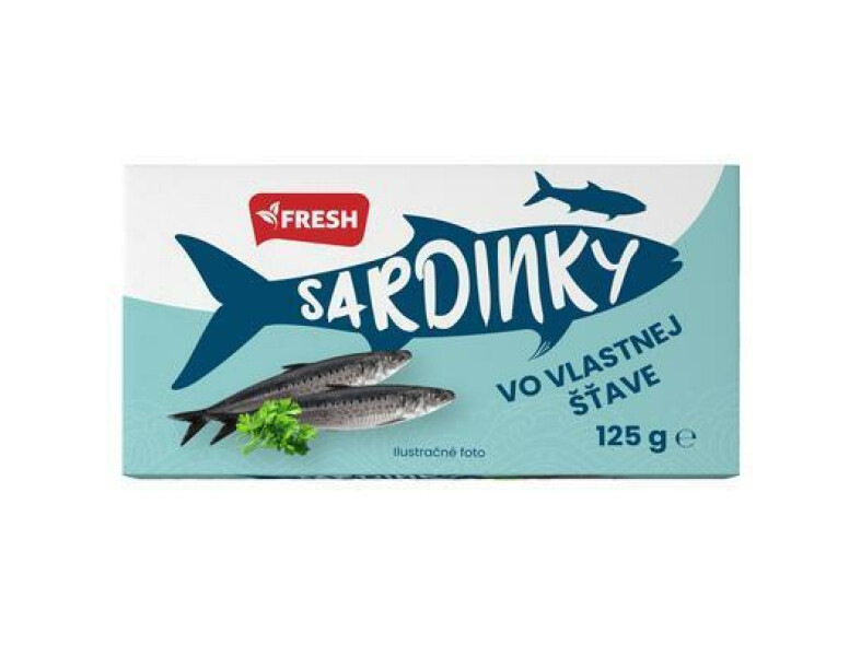 SARDINKY VO VLASTNEJ ŠŤAVE 125g / PP 90g FRESH