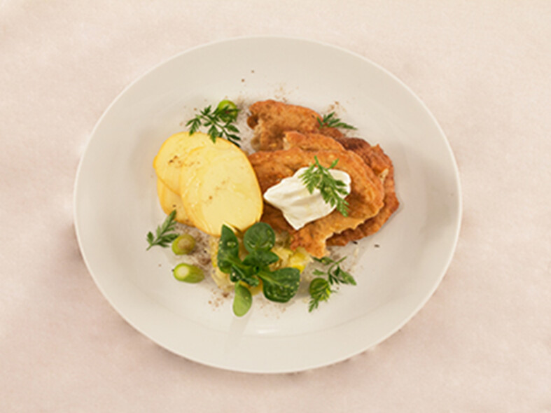 Údený oštiepok, domáci langoš, šalát z kyslej kapusty image